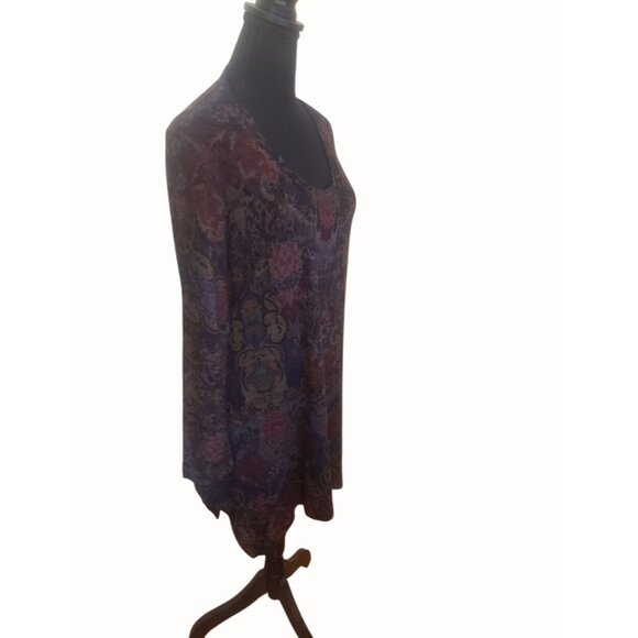 Soft Surroundings Womens Long Sleeve Tunic Dress Multicolor Abstract Print M - Picture 4 of 12